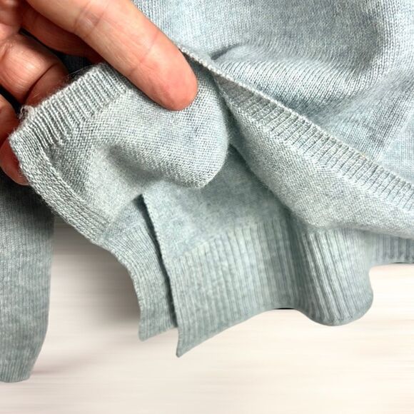 DTLM Repeat Wool Cashmere Gray Sweater Tunic  V-neck Doubled Back EUR 40 US M - Picture 9 of 13